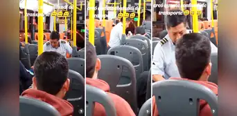 Captan a cobrador de bus con camisa de piloto y usuarios bromean: “Con El Chino vuelas” Captan a cobrador de bus con camisa de piloto y usuarios bromean: “Con El Chino vuelas”