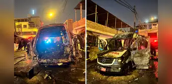 VMT: ambulancia se incendia tras explosión de balón de oxígeno y daña 5 viviendas