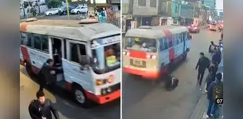 San Juan de Lurigancho: joven corre para subir a una cúster en Zárate y termina arrollado San Juan de Lurigancho: joven corre para subir a una cúster en Zárate y termina arrollado