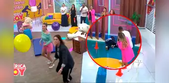 Almendra Gomelsky sufre aparatosa caída EN VIVO durante juego con Brunella Horna en 'América hoy' Almendra Gomelsky sufre aparatosa caída EN VIVO durante juego con Brunella Horna en 'América hoy'