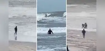 Ladrón entró al mar para escapar de la policía, pero se entrega tras no soportar el agua helada Ladrón entró al mar para escapar de la policía, pero se entrega tras no soportar el agua helada
