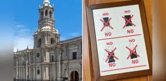 Turistas no pudieron ingresar a la Catedral de Arequipa por usar short y causa polémica: “Está prohibido”