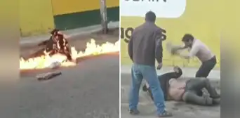 Trujillo: vecinos le prenden fuego a delincuente y lo golpean con piedras tras detenerlo