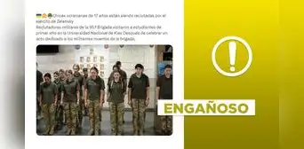 Imagen no expone a "niñas ucranianas de 17 años" reclutadas por el ejército de Zelenski