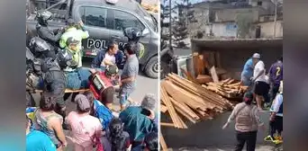 Accidente en Pasamayito: 2 heridos tras caída de camión que transportaba maderas