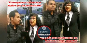 Estudiante de SENATI asegura que ellos consiguen trabajo más rápido que universitarios: "Salimos con experiencia laboral" Estudiante de SENATI asegura que ellos consiguen trabajo más rápido que universitarios: "Salimos con experiencia laboral"
