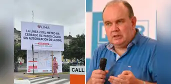 MML instala cartel contra la construcción de Estación Central de la Línea 2 en medio de las obras MML instala cartel contra la construcción de Estación Central de la Línea 2 en medio de las obras