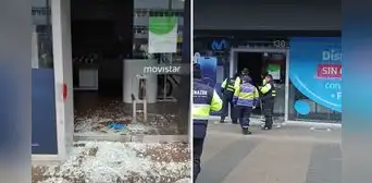 Asaltan tienda de Movistar en centro comercial La Rambla: rompieron vidrios de la entrada Asaltan tienda de Movistar en centro comercial La Rambla: rompieron vidrios de la entrada