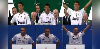 Kylian Mbappé emocionó al repetir el 'Hala Madrid' de Cristiano Ronaldo durante su presentación en el Bernabéu Kylian Mbappé emocionó al repetir el 'Hala Madrid' de Cristiano Ronaldo durante su presentación en el Bernabéu