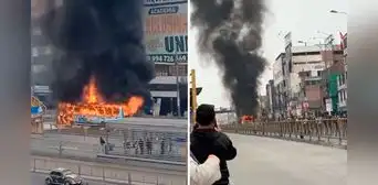 Bus de transporte público se incendió frente a la estación UNI del Metropolitano