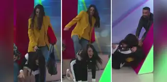 Jazmín Pinedo y Rebeca Escribens cayeron al piso EN VIVO tras incidente con productor: ¿qué pasó?