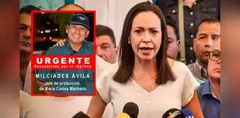 María Corina Machado denuncia "secuestro" de su jefe de seguridad: "Hago responsable a Nicolás Maduro" María Corina Machado denuncia "secuestro" de su jefe de seguridad: "Hago responsable a Nicolás Maduro"