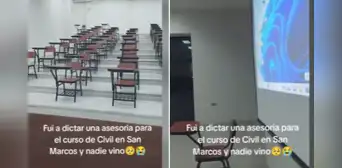 Profesor de la UNMSM queda sorprendido al ir a dictar curso de asesoría y encontrar el salón vacío Profesor de la UNMSM queda sorprendido al ir a dictar curso de asesoría y encontrar el salón vacío