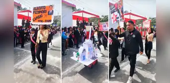 Escolares realizan desfile por Fiestas Patrias y sorprenden al disfrazarse de expresidentes de Perú Escolares realizan desfile por Fiestas Patrias y sorprenden al disfrazarse de expresidentes de Perú