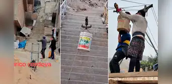 Albañiles crean ingenioso ‘teleférico’ para construir casas en cerros de Lima: tiene motor y sube 20 kg cada 10 segundos Albañiles crean ingenioso ‘teleférico’ para construir casas en cerros de Lima: tiene motor y sube 20 kg cada 10 segundos