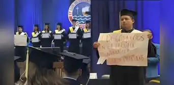 Joven universitario realiza polémico mensaje durante su graduación y usuarios reaccionan: “El más valiente de todos”