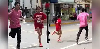 Peruano conmueve al acompañar a su hermanita menor en carrera y alcanzarle agua: “Cariño sincero”