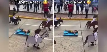 Niños representaron la ejecución de Túpac Amaru en desfile y dicen: “En efecto, es la historia del Perú”