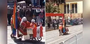 Vendedor peruano sorprende en desfile patriótico y fue ovacionado: “La banda volvió a tocar”