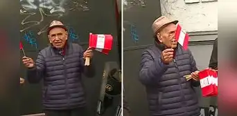 Adulto mayor de 90 años regala 4.000 banderas hechas a mano en Desfile Militar: "Lo hice yo solito" Adulto mayor de 90 años regala 4.000 banderas hechas a mano en Desfile Militar: "Lo hice yo solito"