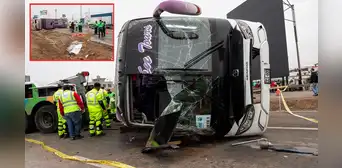 Accidente en Panamericana Sur deja 4 muertos y 22 heridos tras volcadura de bus a la atura de Lurín Accidente en Panamericana Sur deja 4 muertos y 22 heridos tras volcadura de bus a la atura de Lurín
