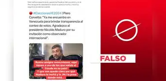Piero Corvetto no agradeció a Nicolás Maduro por estar en Venezuela como observador de las elecciones Piero Corvetto no agradeció a Nicolás Maduro por estar en Venezuela como observador de las elecciones