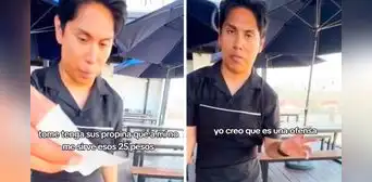 Mesero se molesta por monto que comensal dejó de propina y se lo regresa: "Es una ofensa"
