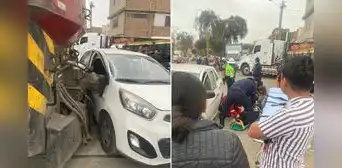 Taxista intenta adelantar a tren en Callao y es embestido: pasajera de auto resultó herida