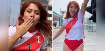 Marina Gold celebra su reciente éxito con la camiseta de la selección peruana en las calles Marina Gold celebra su reciente éxito con la camiseta de la selección peruana en las calles