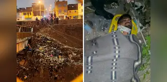 Reciclador cae al río Rímac por intentar recoger una moto, imágenes del valiente rescate