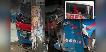 Choque de buses interprovinciales en La Victoria deja un herido