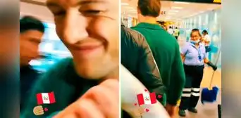 Trabajadora de limpieza se sorprende al ver a Oliver Sonne en el aeropuerto de Perú Trabajadora de limpieza se sorprende al ver a Oliver Sonne en el aeropuerto de Perú