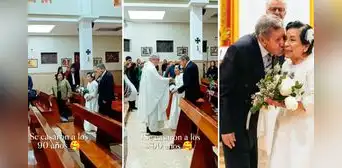 Adultos mayores conmueven al casarse a los 90 años y usuarios bromean: “Aún tengo esperanza” Adultos mayores conmueven al casarse a los 90 años y usuarios bromean: “Aún tengo esperanza”