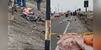 Padre e hijo mueren en accidente en la Panamericana sur cuando iban a bordo de una motocicleta Padre e hijo mueren en accidente en la Panamericana sur cuando iban a bordo de una motocicleta