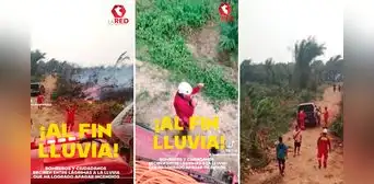 Bomberos lloran de emoción al ver primeras lluvias en la selva peruana Bomberos lloran de emoción al ver primeras lluvias en la selva peruana