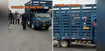 Pasajeros optan por camiones para llegar a sus trabajos: "No hay bus, pero sí ingenio"