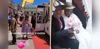 Pareja de adultos mayores cumplió su sueño de celebrar su matrimonio en lujosa limusina en Puno: “Amor eterno”