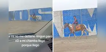 Hombre fue en caballo a su trabajo durante paro en Lima y usuarios bromean: "Ojalá el jefe me vea"