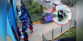 Ate: cámaras de seguridad captan momento exacto en que sicario asesina a profesor frente a sus alumnos