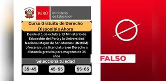Minedu y UNMSM no ofrecen licenciatura en Derecho gratuita a mayores de 35 años Minedu y UNMSM no ofrecen licenciatura en Derecho gratuita a mayores de 35 años
