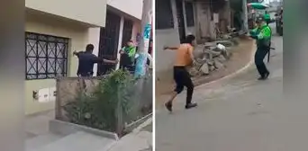 Hombre intenta atacar con cuchillo a policías en San Juan de Miraflores y termina reducido a balazos Hombre intenta atacar con cuchillo a policías en San Juan de Miraflores y termina reducido a balazos