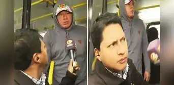 Periodista de Latina queda atrapado en bus durante enlace EN VIVO del paro: “Y se marchó”