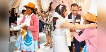 Comunera sorprende al regalar un cuy a novios en matrimonio huancaíno