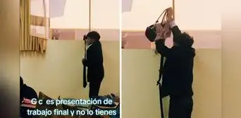 Universitarios juntan corbatas para ingresar trabajo final por la ventana: "Solución imposible"