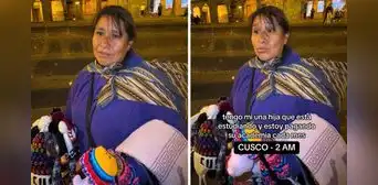 Mujer vende artesanías hasta la madrugada en Cusco y conmueve en redes: “Mi hija está estudiando”