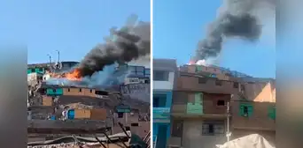 San Juan de Lurigancho: incendio de grandes proporciones afecta viviendas en Bayóvar