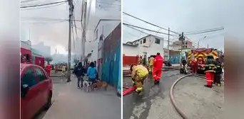 Fuerte incendio consume un inmueble en Breña: siniestro moviliza a 7 unidades de bomberos hacia la av. Arica