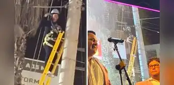 Electricista se subió a poste para ver concierto de los Caribeños de Guadalupe: “Zona VIP” Electricista se subió a poste para ver concierto de los Caribeños de Guadalupe: “Zona VIP”