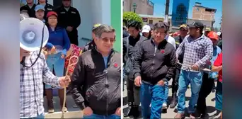 Con chicote en mano, ciudadanos de Chota obligan a congresista a marchar junto a ellos: "Congresista corrupto, el pueblo te repudia" Con chicote en mano, ciudadanos de Chota obligan a congresista a marchar junto a ellos: "Congresista corrupto, el pueblo te repudia"