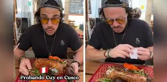 Extranjero prueba cuy por primera vez, primero lo escupe y luego tiene asombrosa reacción: "Está rico" Extranjero prueba cuy por primera vez, primero lo escupe y luego tiene asombrosa reacción: "Está rico"